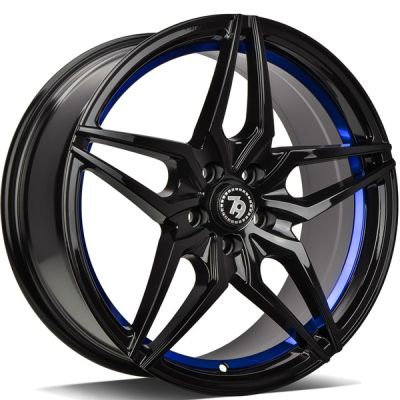 seventy9 SV-A 17 5x100 BGBIL - Black glossy blue inner lip