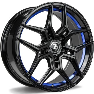 seventy9 SV-B 17 5x108 BGBIL - Black glossy blue inner lip